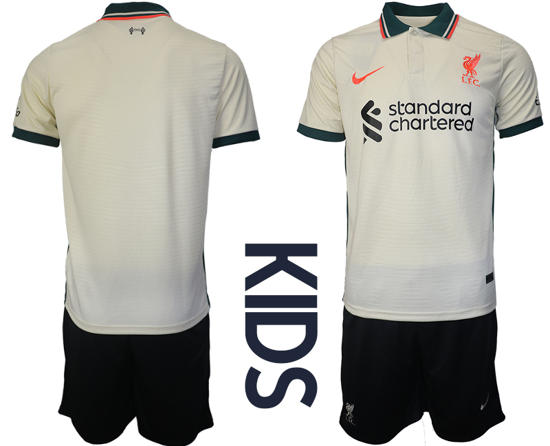 Youth 2021-2022 Club Liverpool away cream blank Soccer Jersey->youth soccer jersey->Youth Jersey